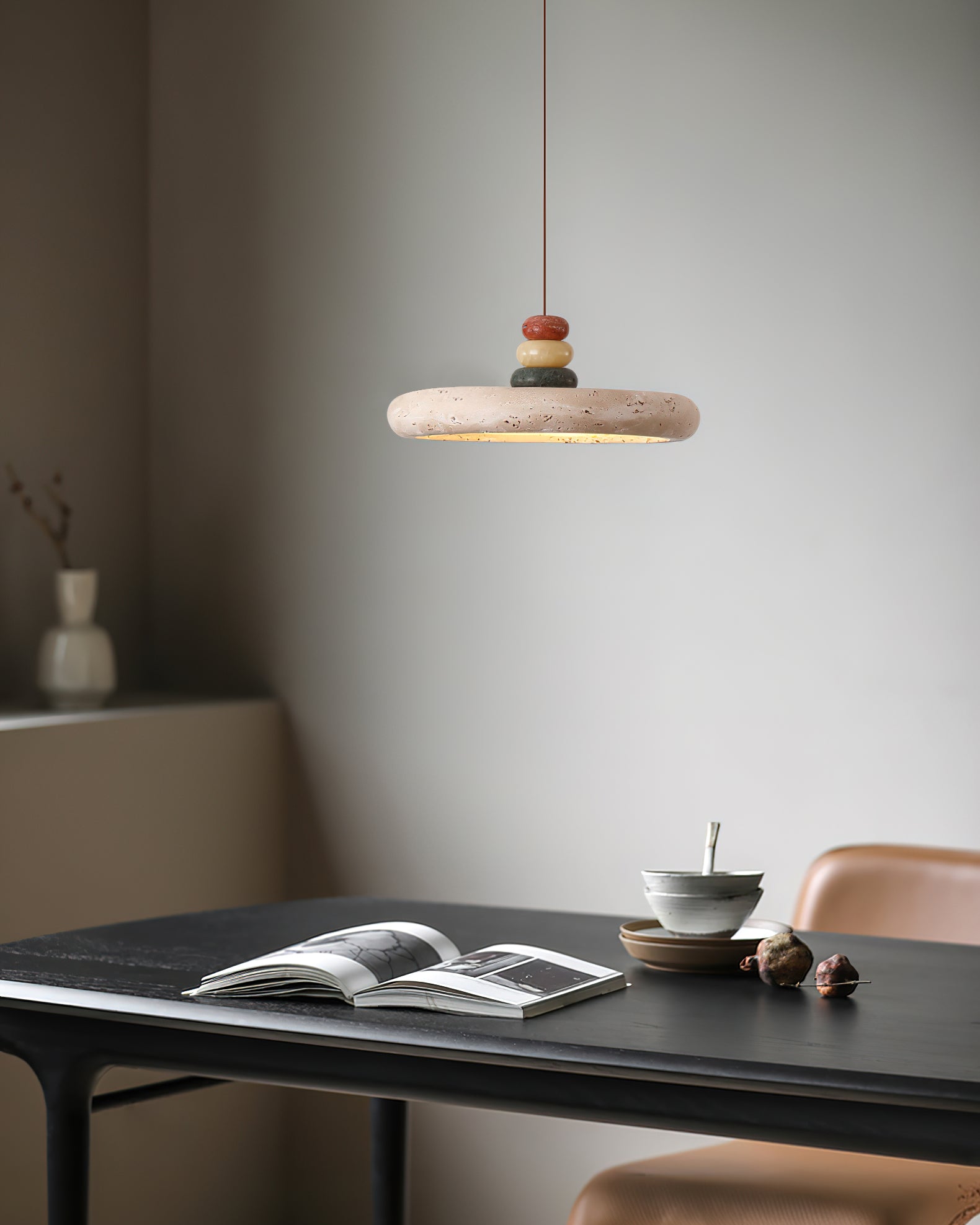 Calvrane Travertine Sculptural Pendant Light
