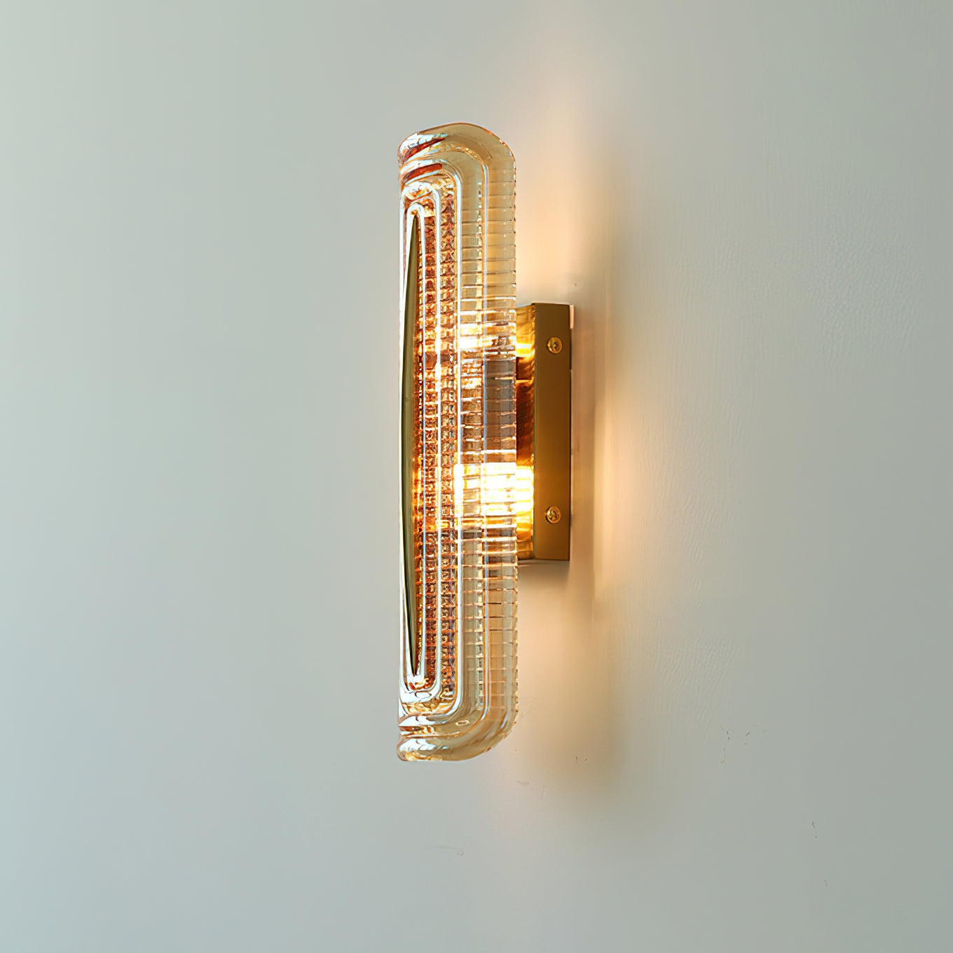 Fluted Amber Glass Wall Sconce