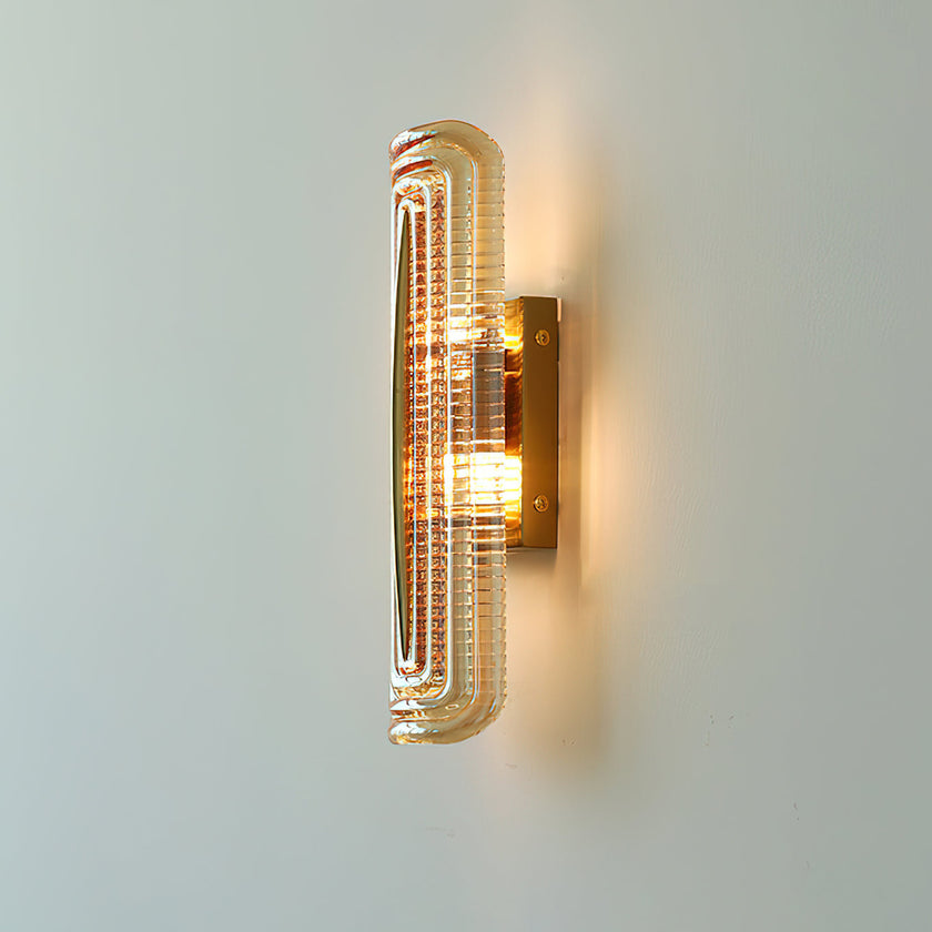 Fluted Amber Glass Wall Sconce
