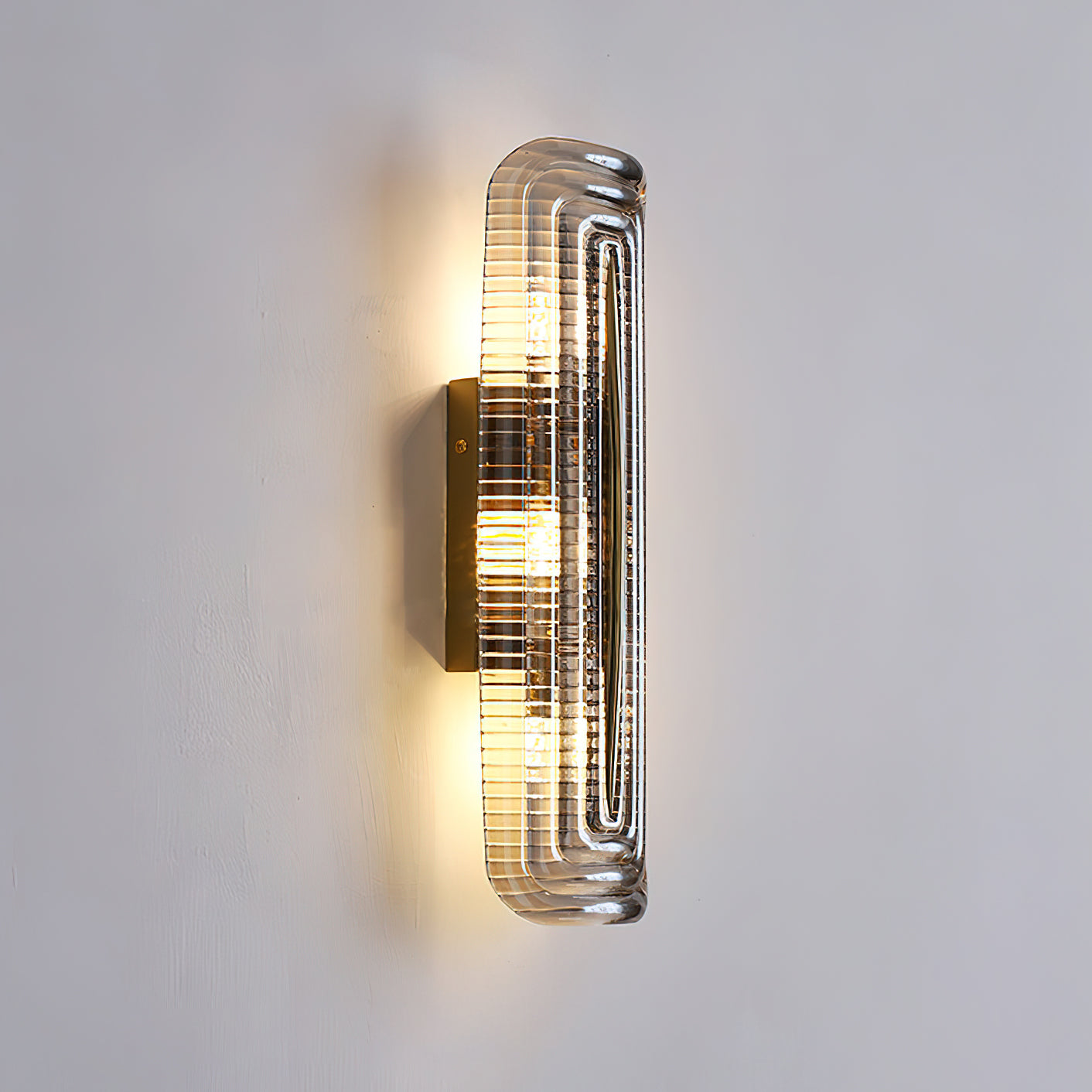 Fluted Amber Glass Wall Sconce
