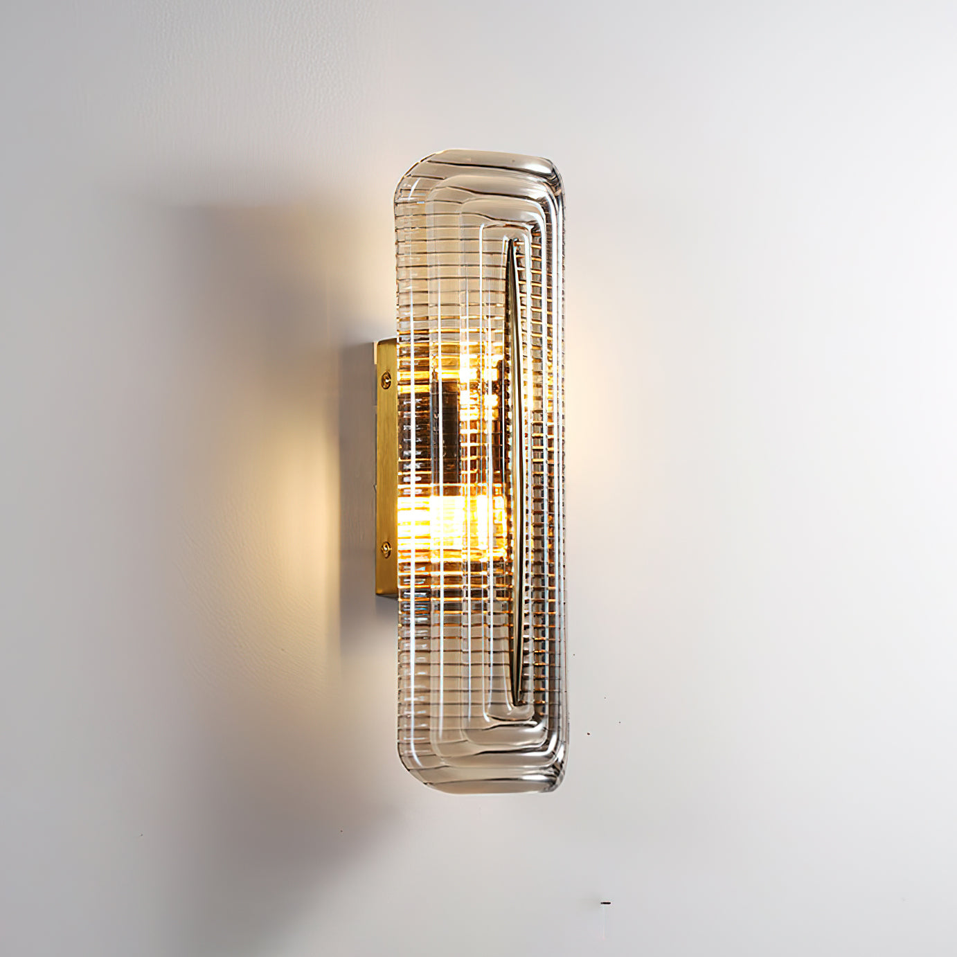 Fluted Amber Glass Wall Sconce