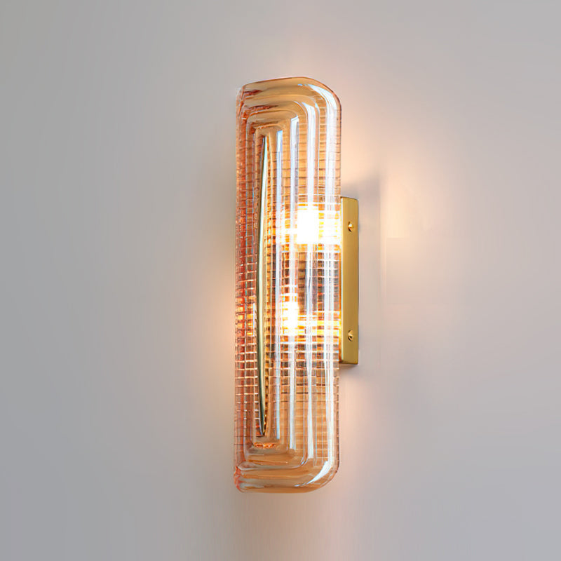 Fluted Amber Glass Wall Sconce