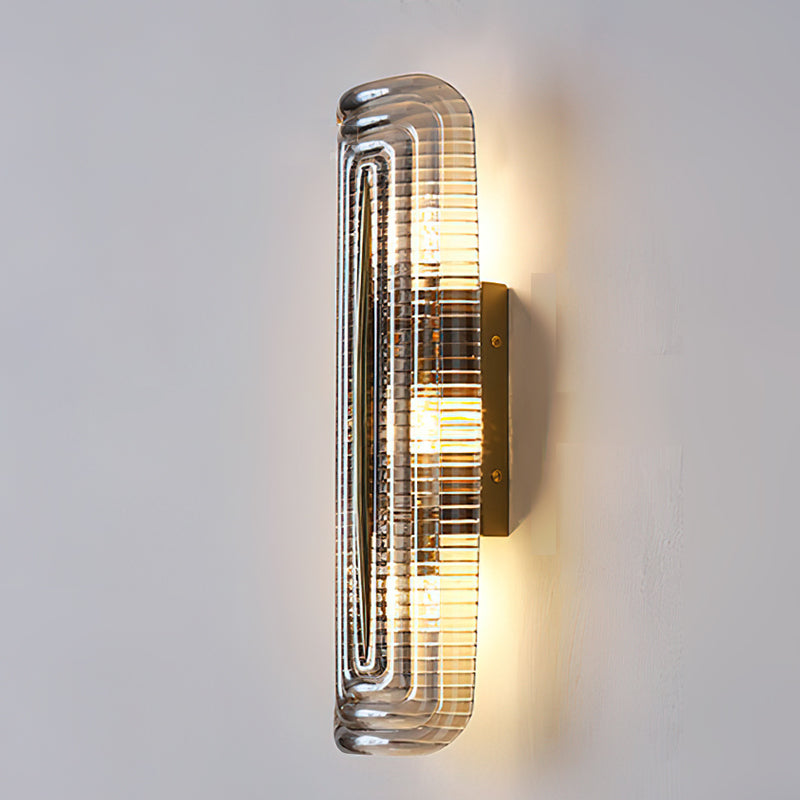 Fluted Amber Glass Wall Sconce