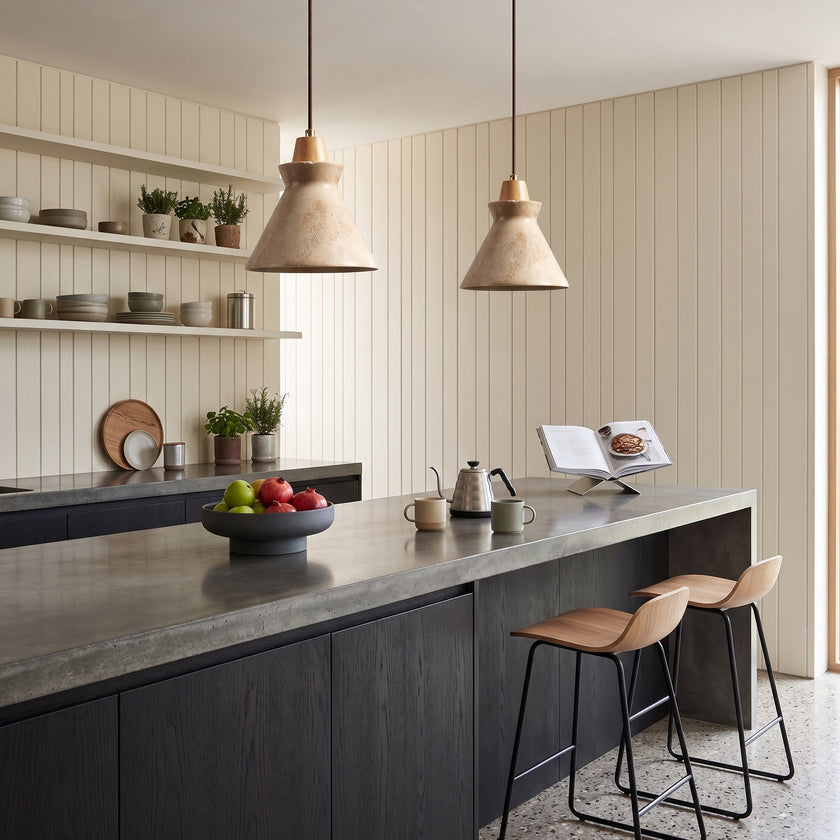 Calvrane Travertine Hourglass Pendant Light