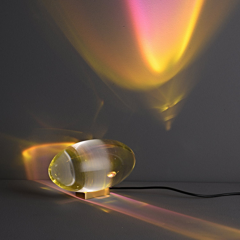 Crystal Pebble Chrome Table Lamp