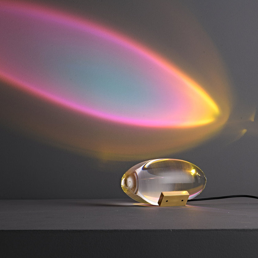 Crystal Pebble Chrome Table Lamp