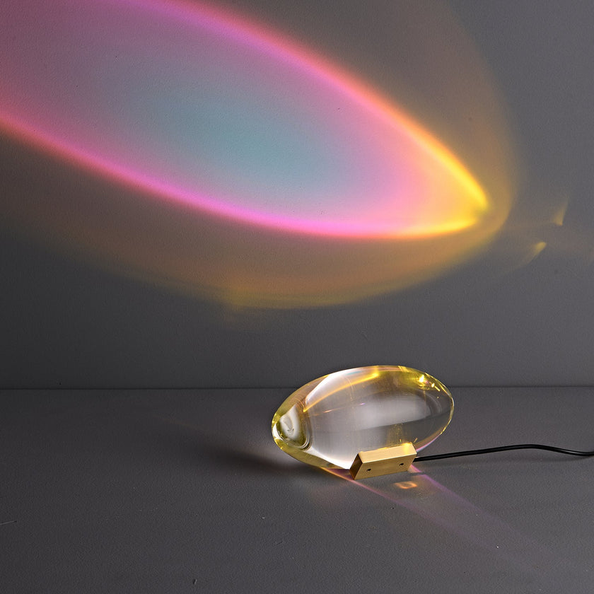 Crystal Pebble Chrome Table Lamp