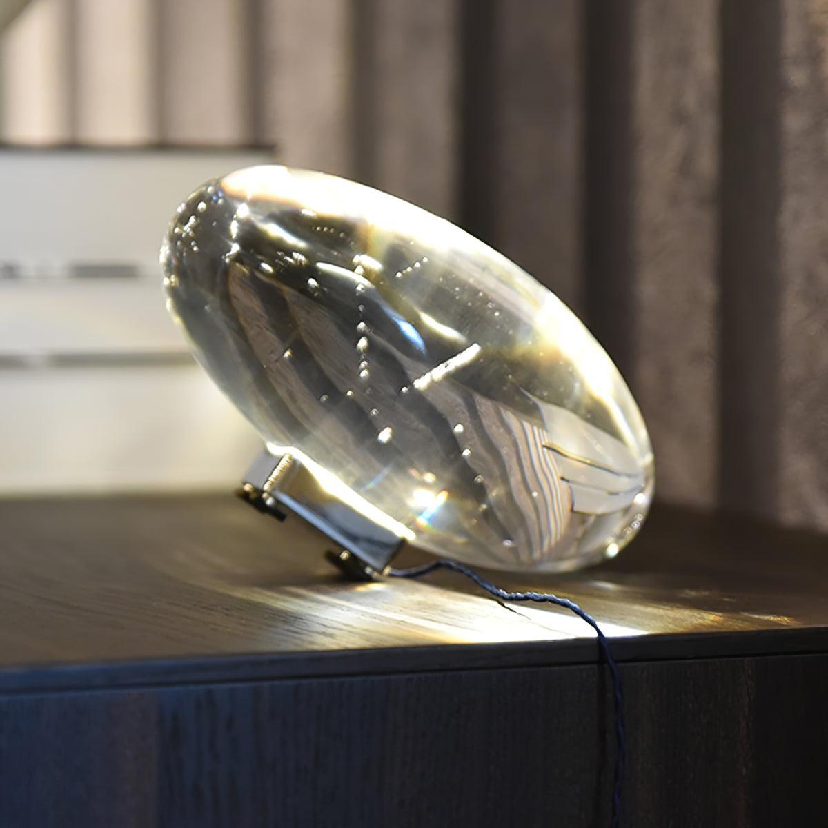 Crystal Pebble Chrome Table Lamp