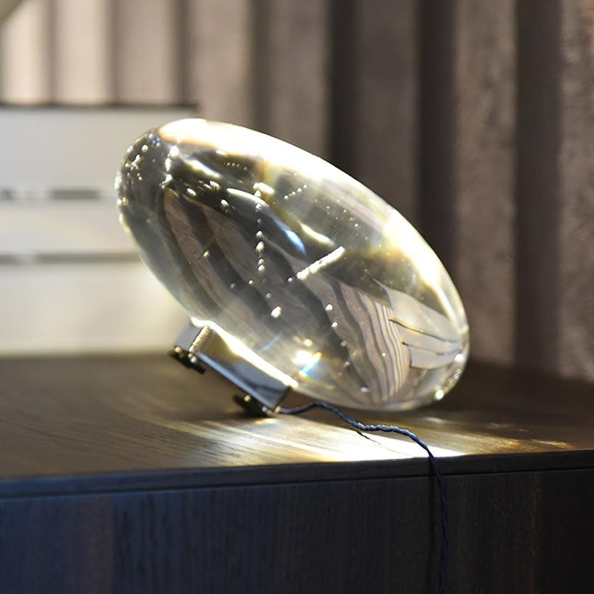 Crystal Pebble Chrome Table Lamp