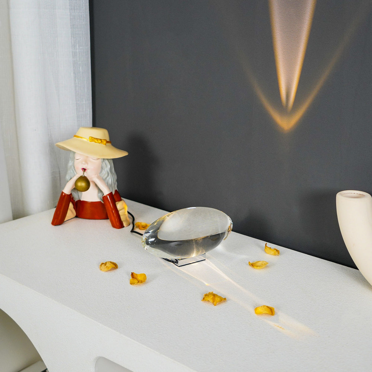 Crystal Pebble Chrome Table Lamp