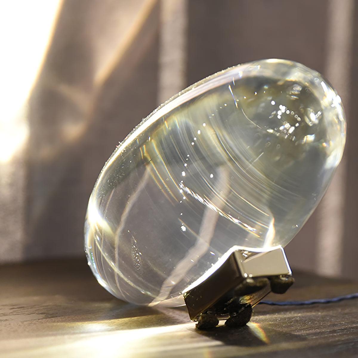 Crystal Pebble Chrome Table Lamp