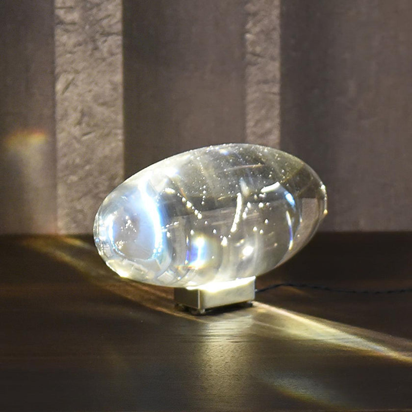Crystal Pebble Chrome Table Lamp