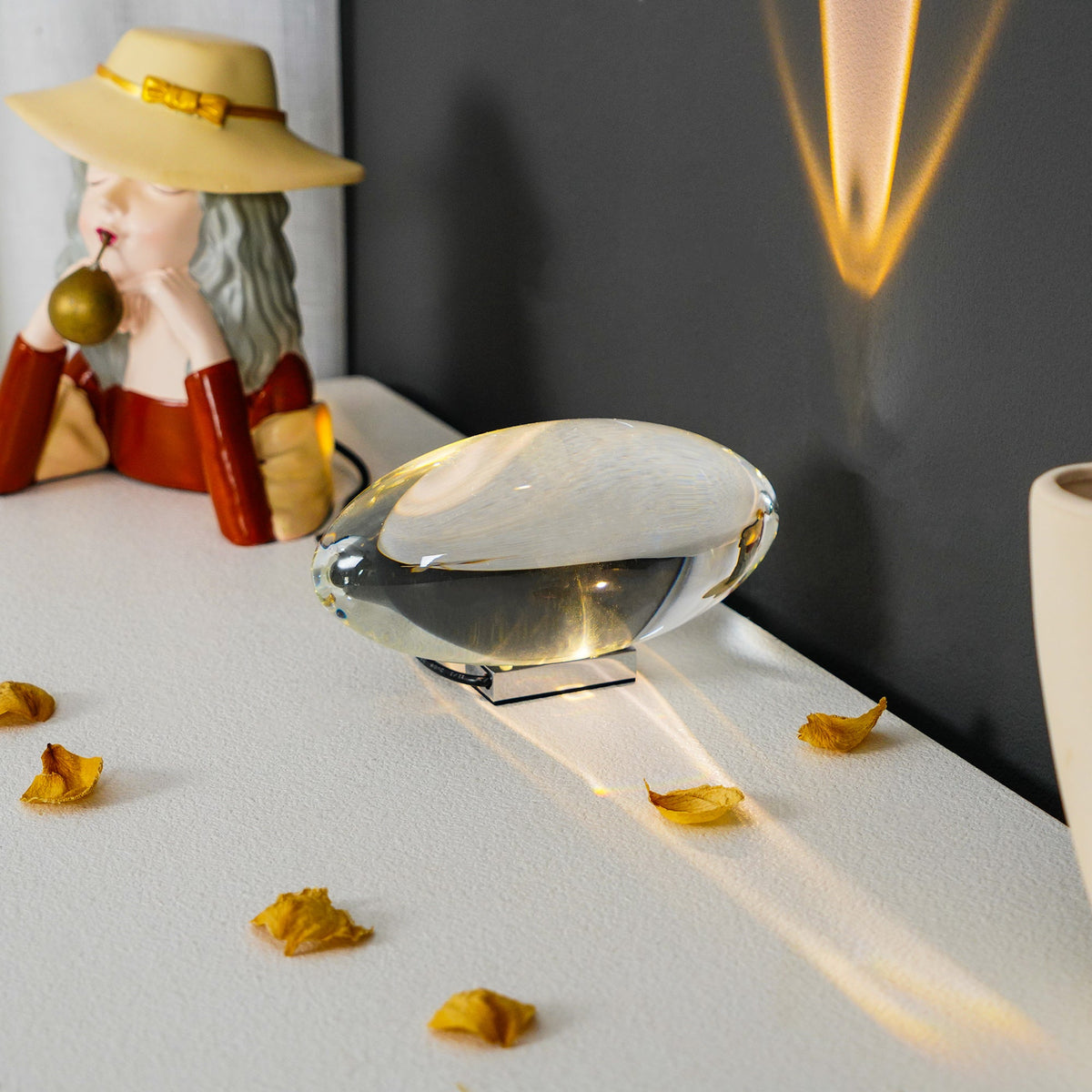Crystal Pebble Chrome Table Lamp