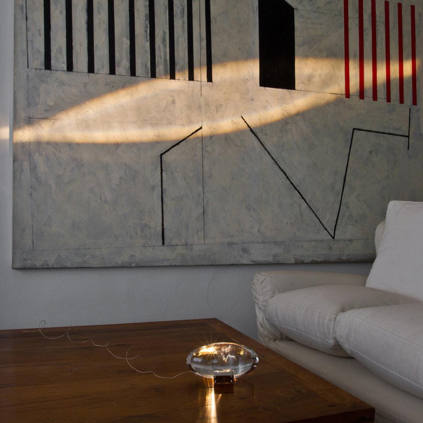 Crystal Pebble Chrome Table Lamp