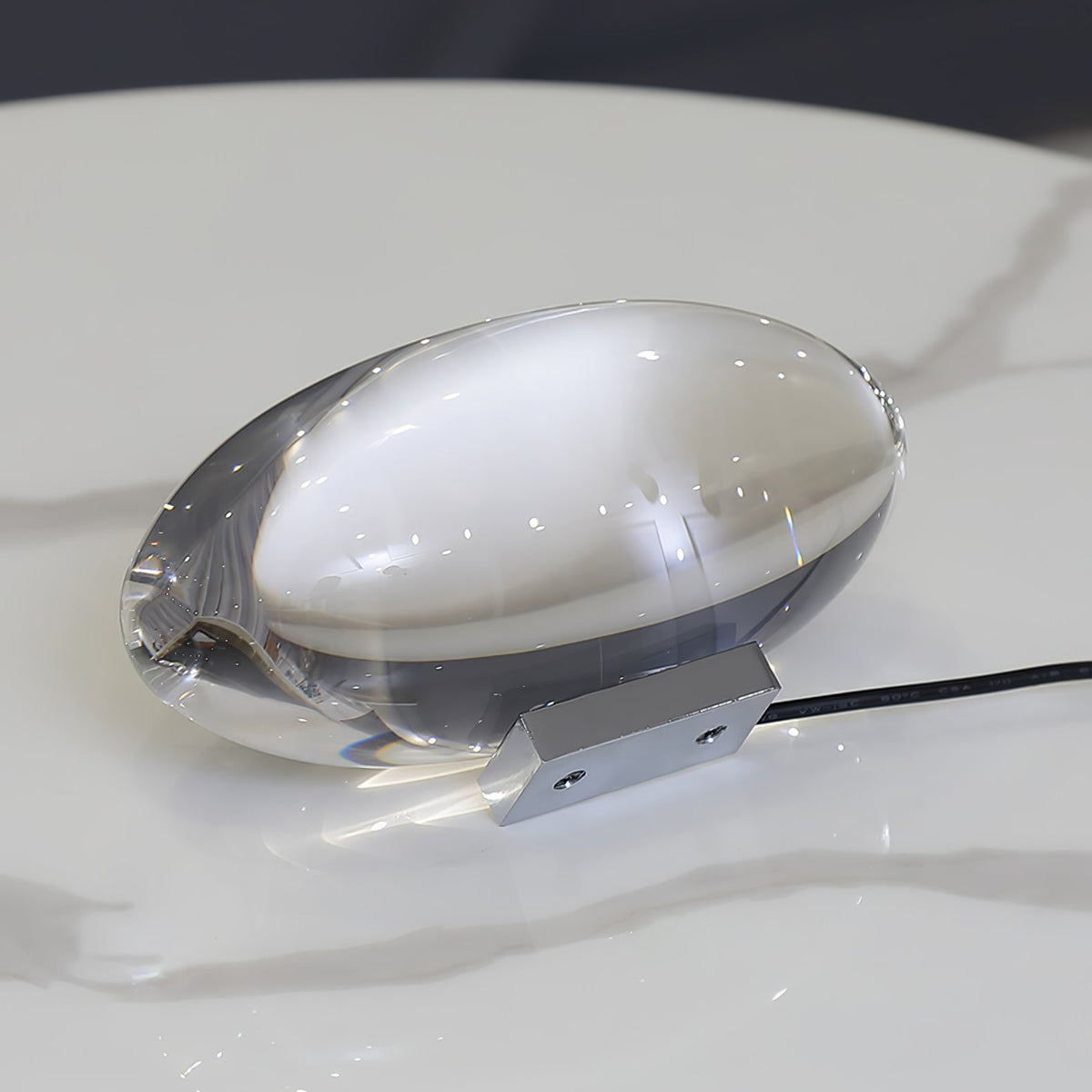 Crystal Pebble Chrome Table Lamp