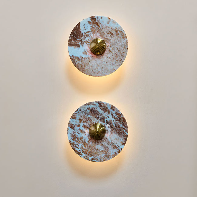 Calvrane Red Marble Round Wall Lamp