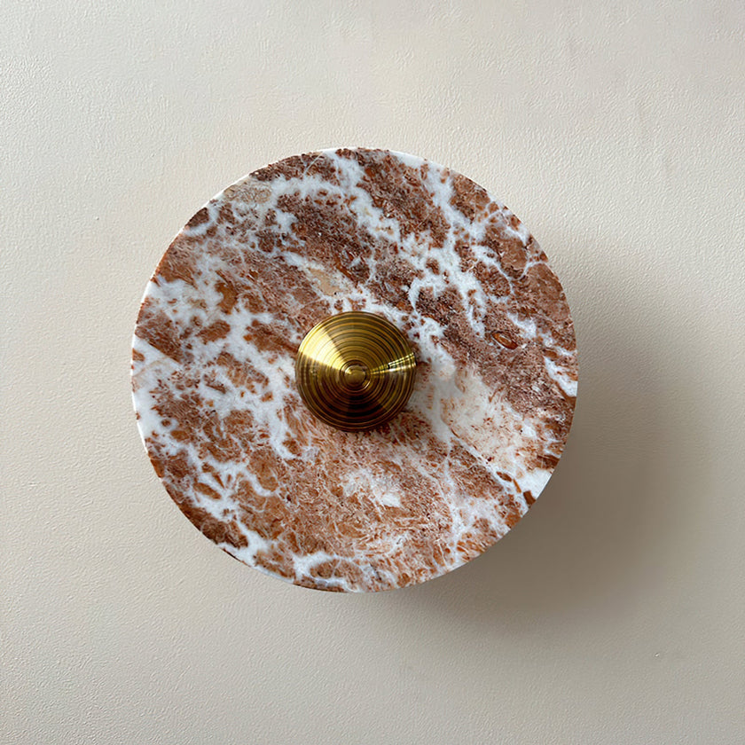 Calvrane Red Marble Round Wall Lamp