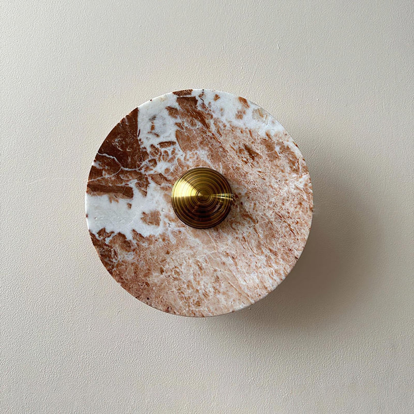 Calvrane Red Marble Round Wall Lamp