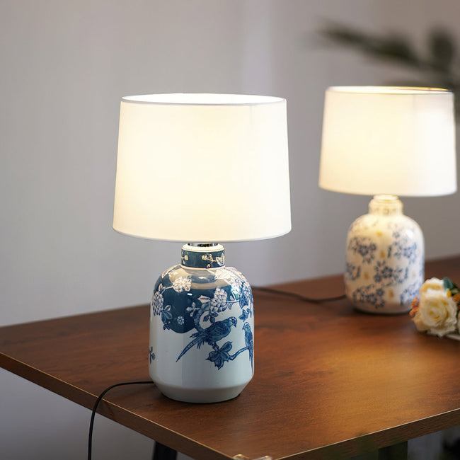 Blue & White Ceramic Ginger Jar Table Lamp