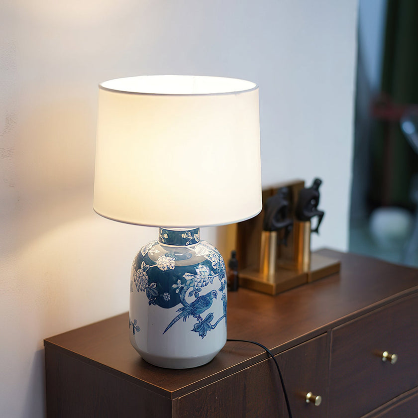 Blue & White Ceramic Ginger Jar Table Lamp