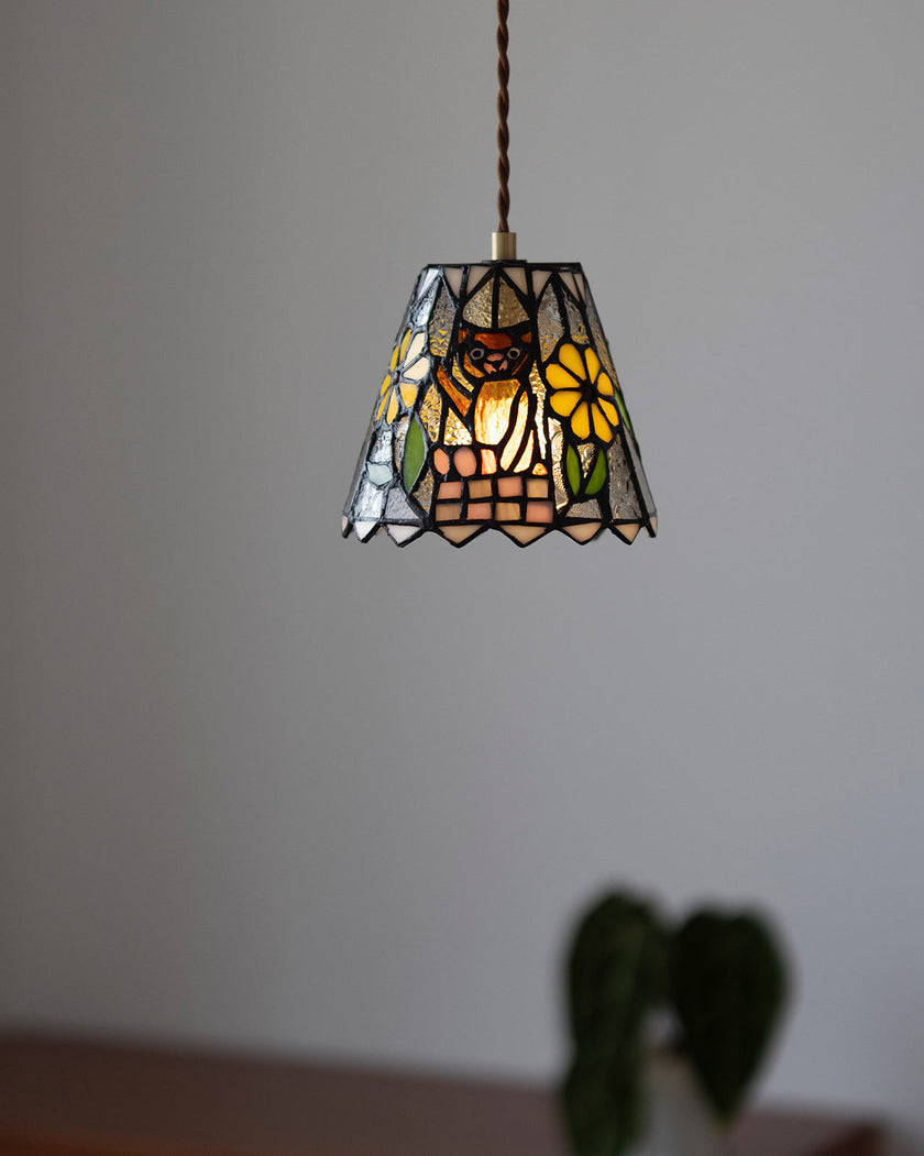 Calvrane Stained Glass Floral Pendant Light