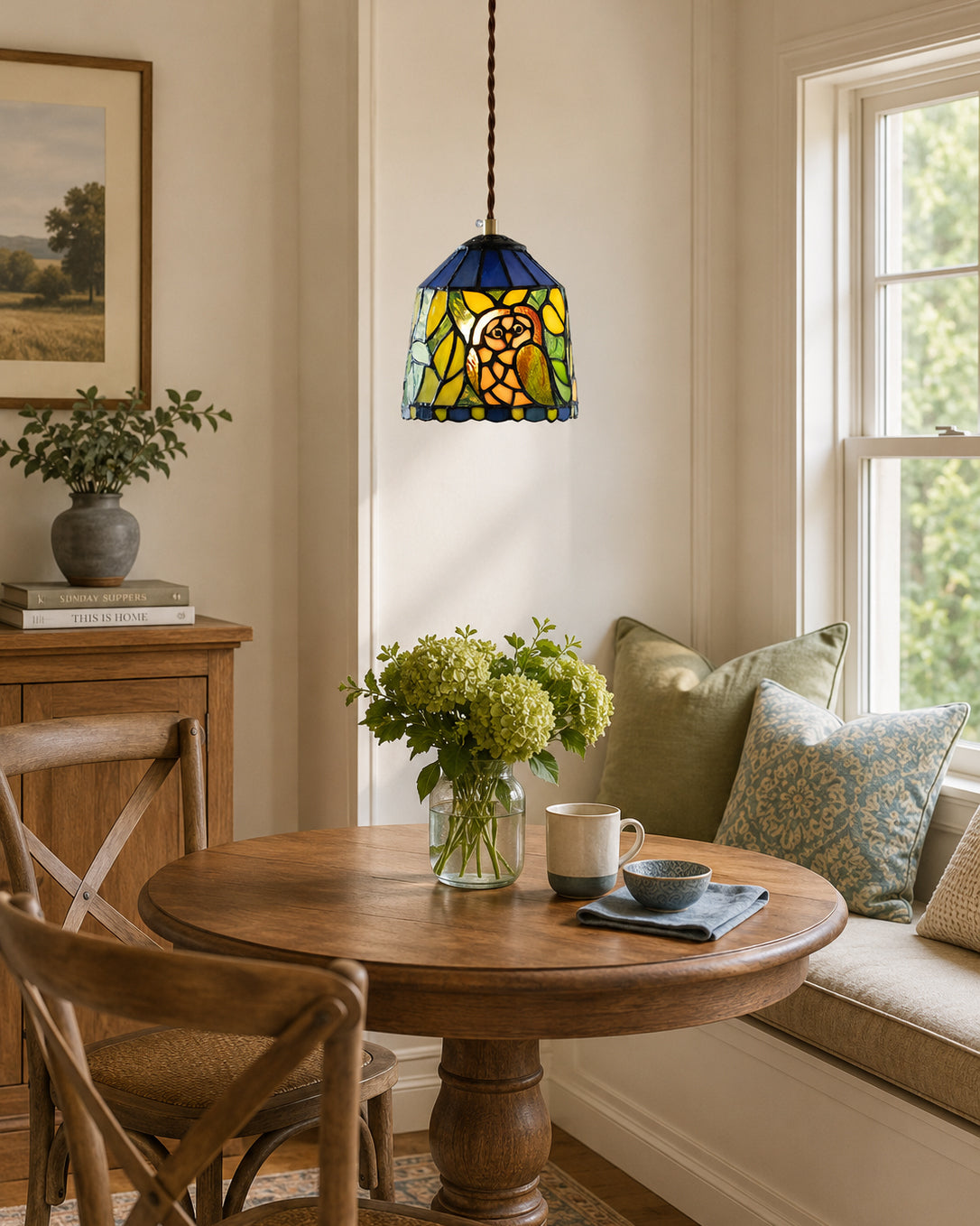 Calvrane Stained Glass Floral Pendant Light