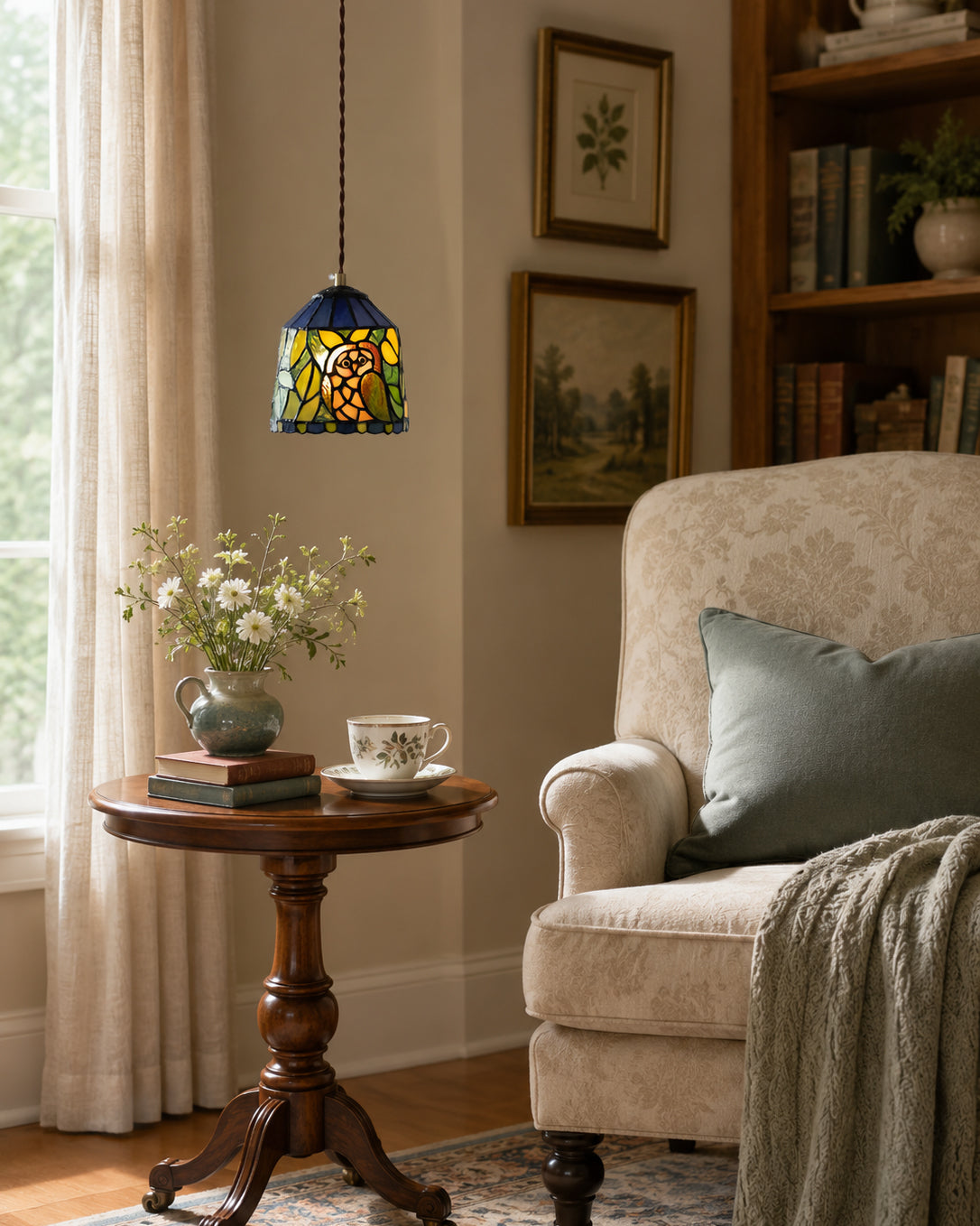 Calvrane Stained Glass Floral Pendant Light
