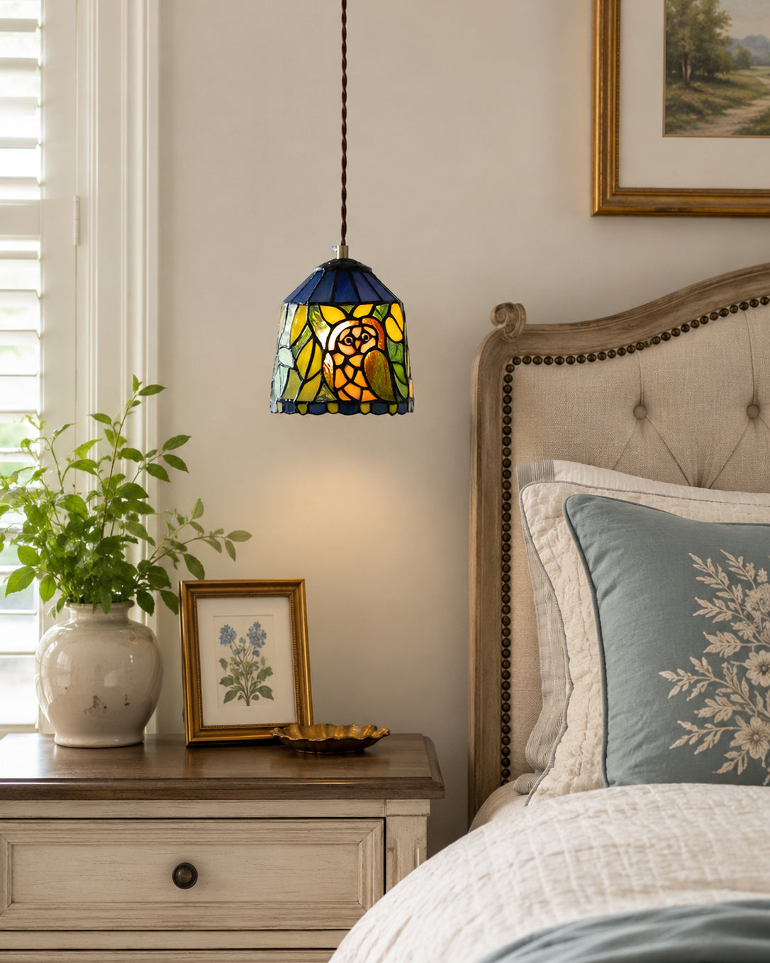 Calvrane Stained Glass Floral Pendant Light