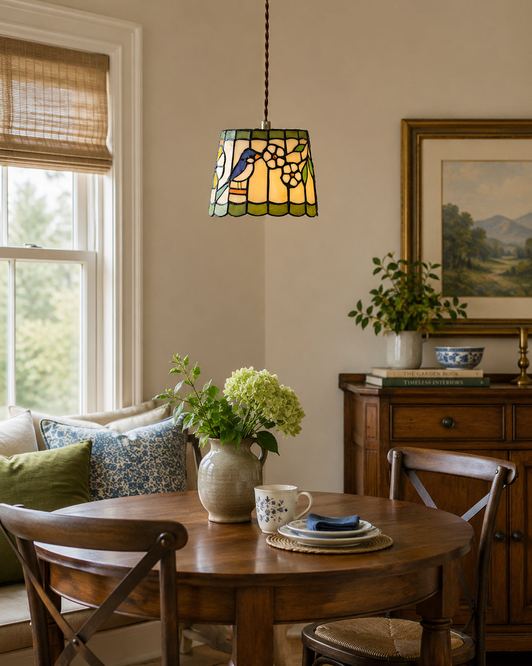 Calvrane Stained Glass Floral Pendant Light