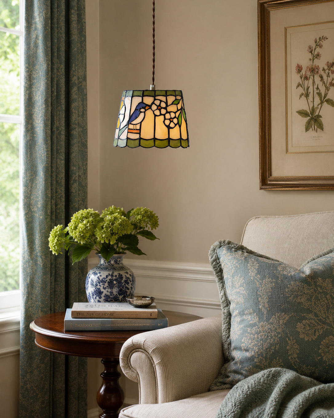 Calvrane Stained Glass Floral Pendant Light