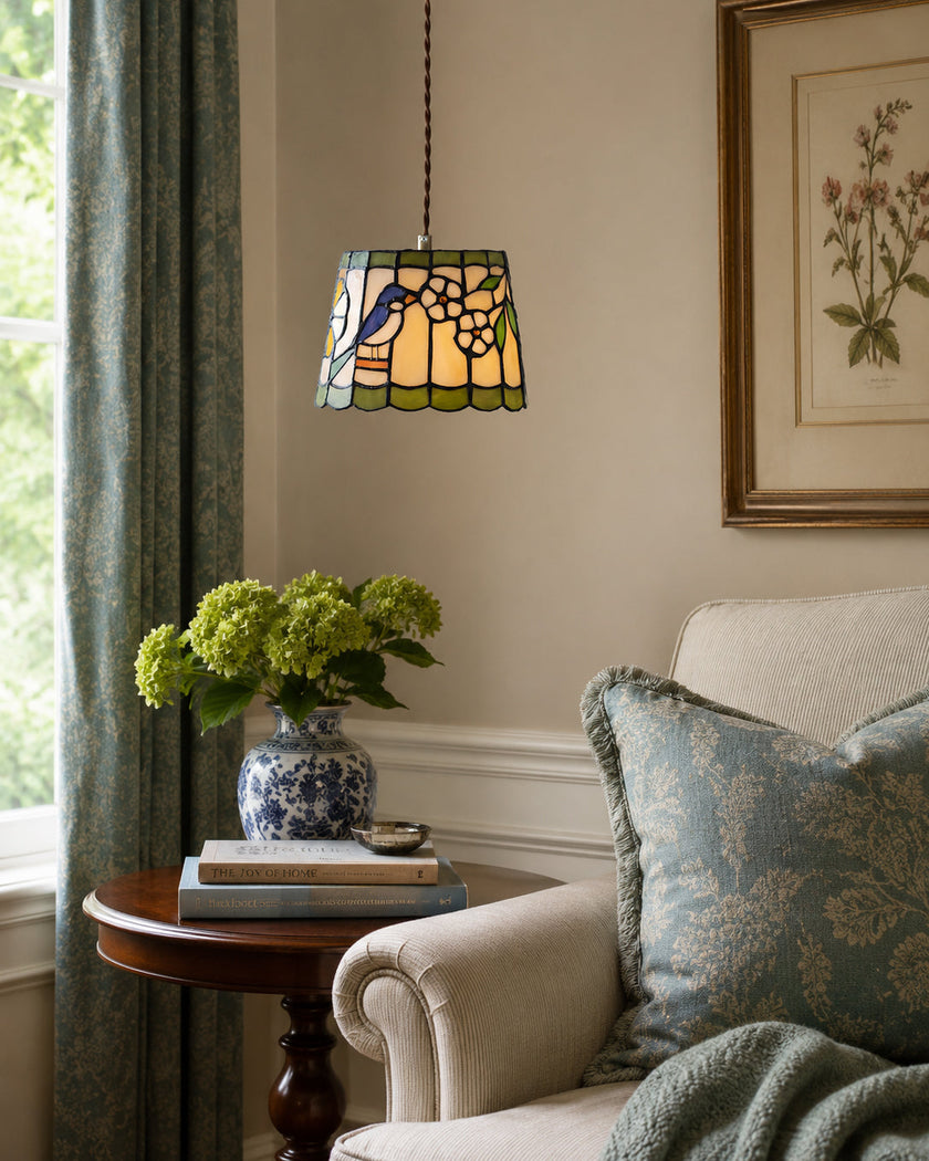 Calvrane Stained Glass Floral Pendant Light