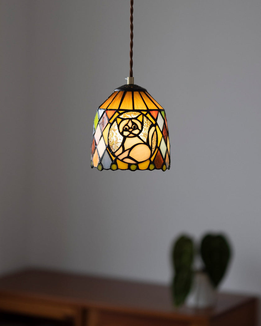Calvrane Stained Glass Floral Pendant Light