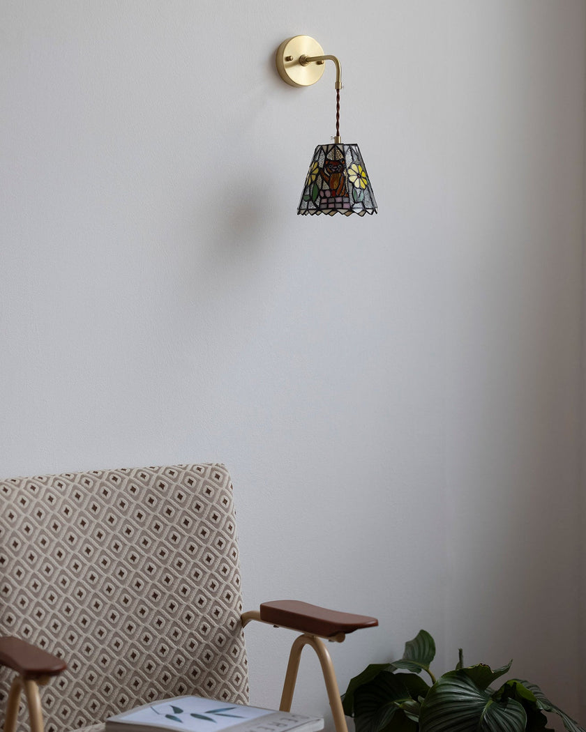 Calvrane Stained Glass Floral Wall Sconce