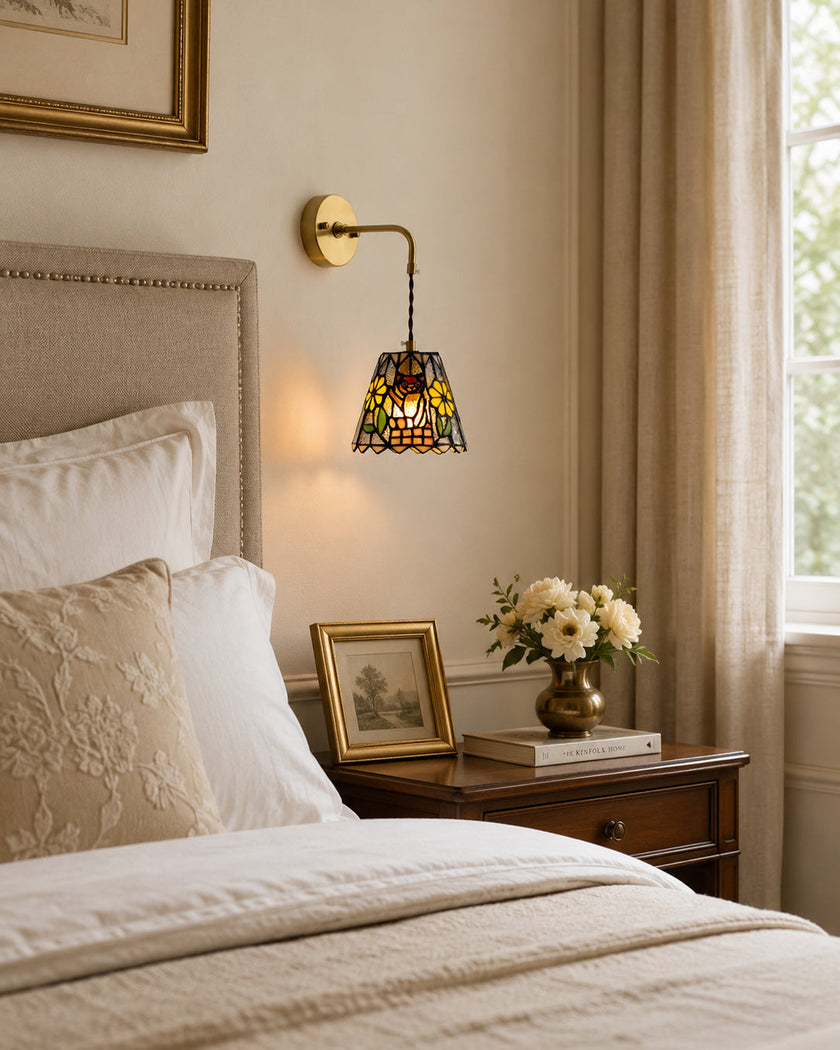 Calvrane Stained Glass Floral Wall Sconce