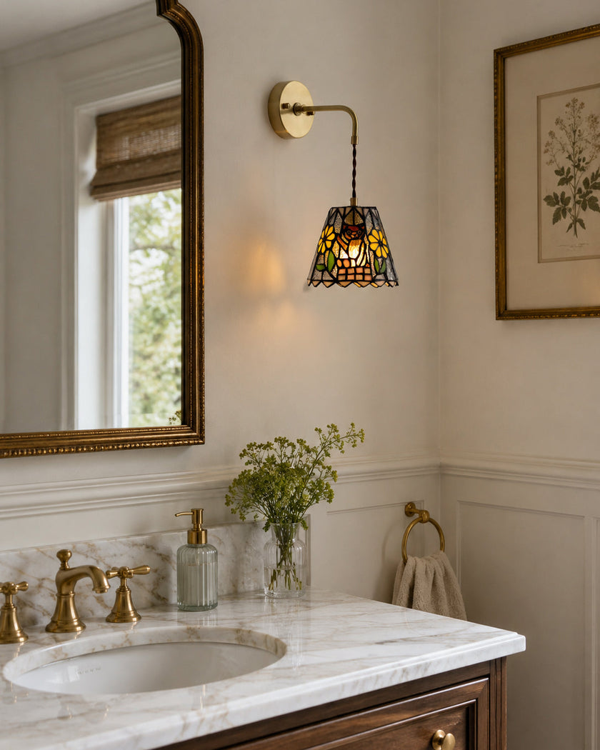 Calvrane Stained Glass Floral Wall Sconce