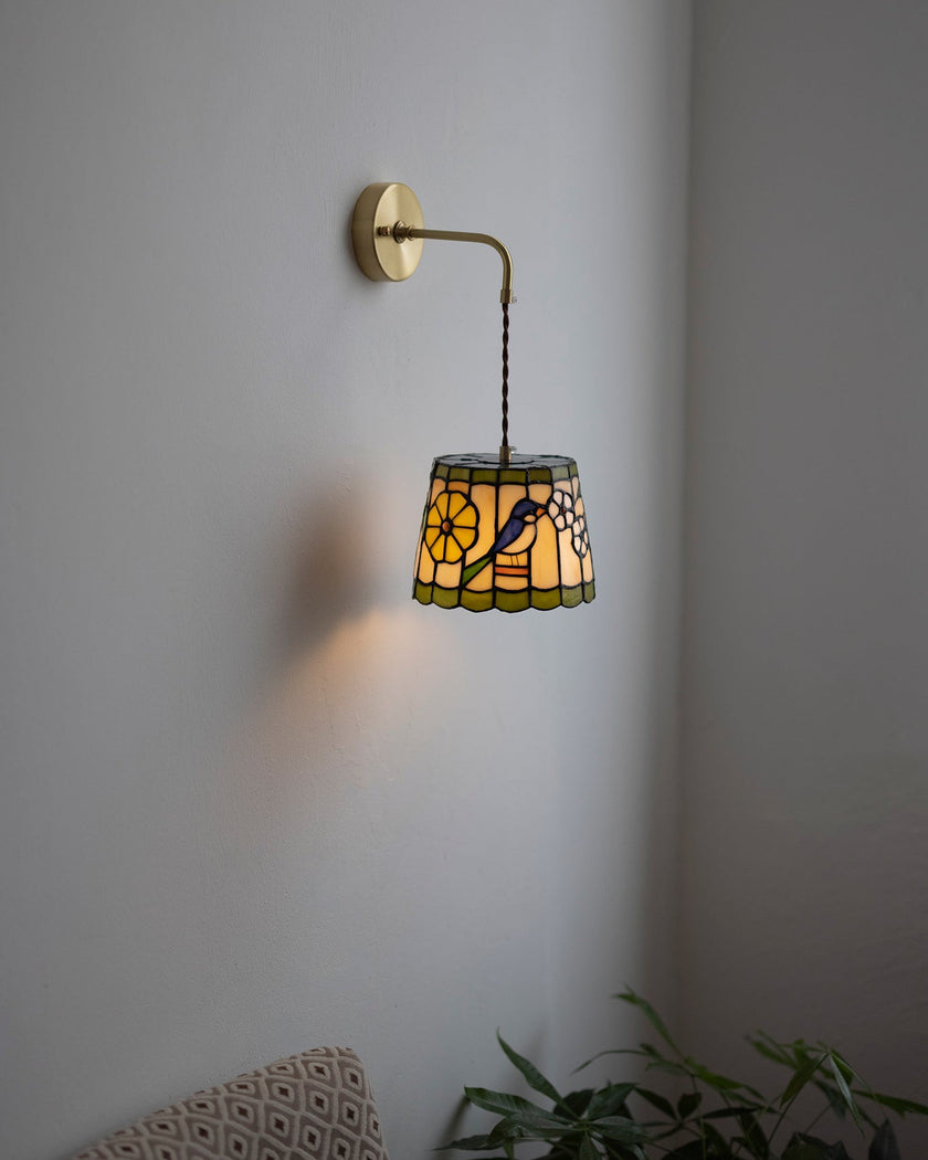 Calvrane Stained Glass Floral Wall Sconce