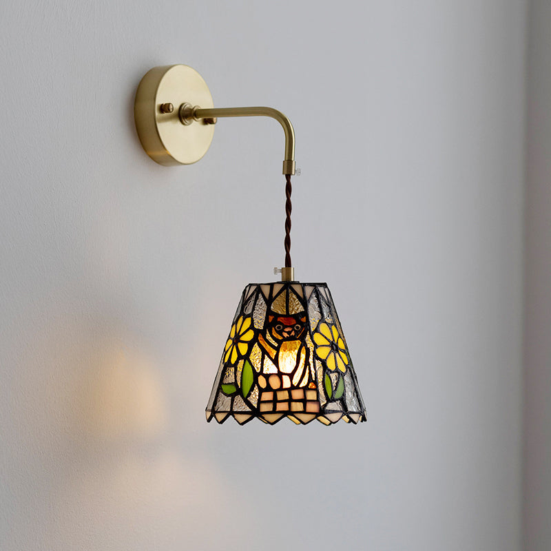 Calvrane Stained Glass Floral Wall Sconce