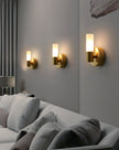Brass Vintage Dual-Cylinder Glass Wall Sconce