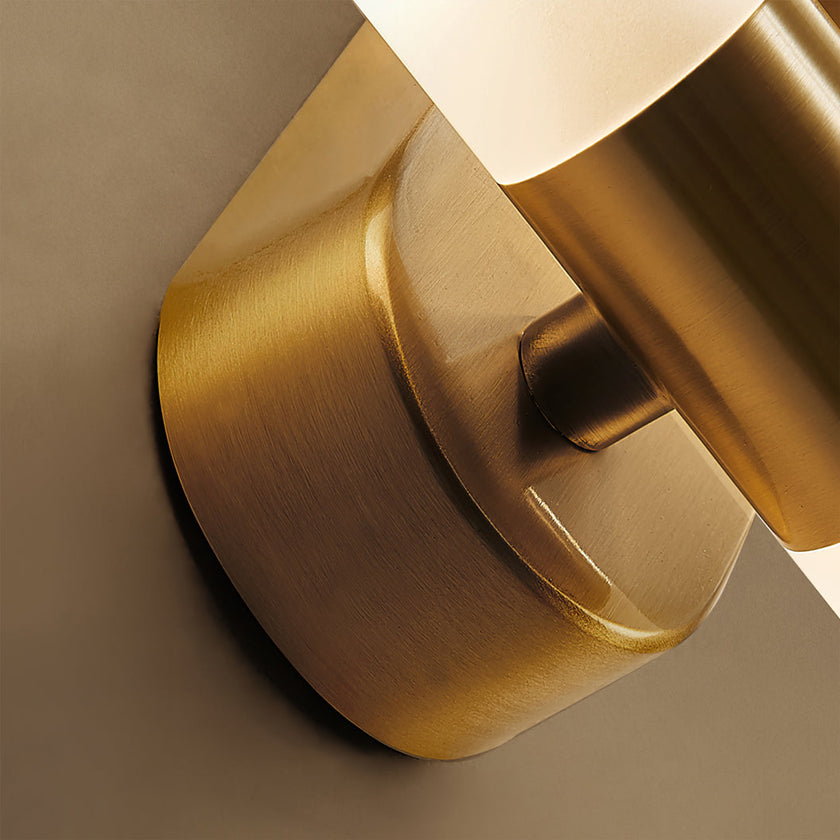 Brass Vintage Dual-Cylinder Glass Wall Sconce