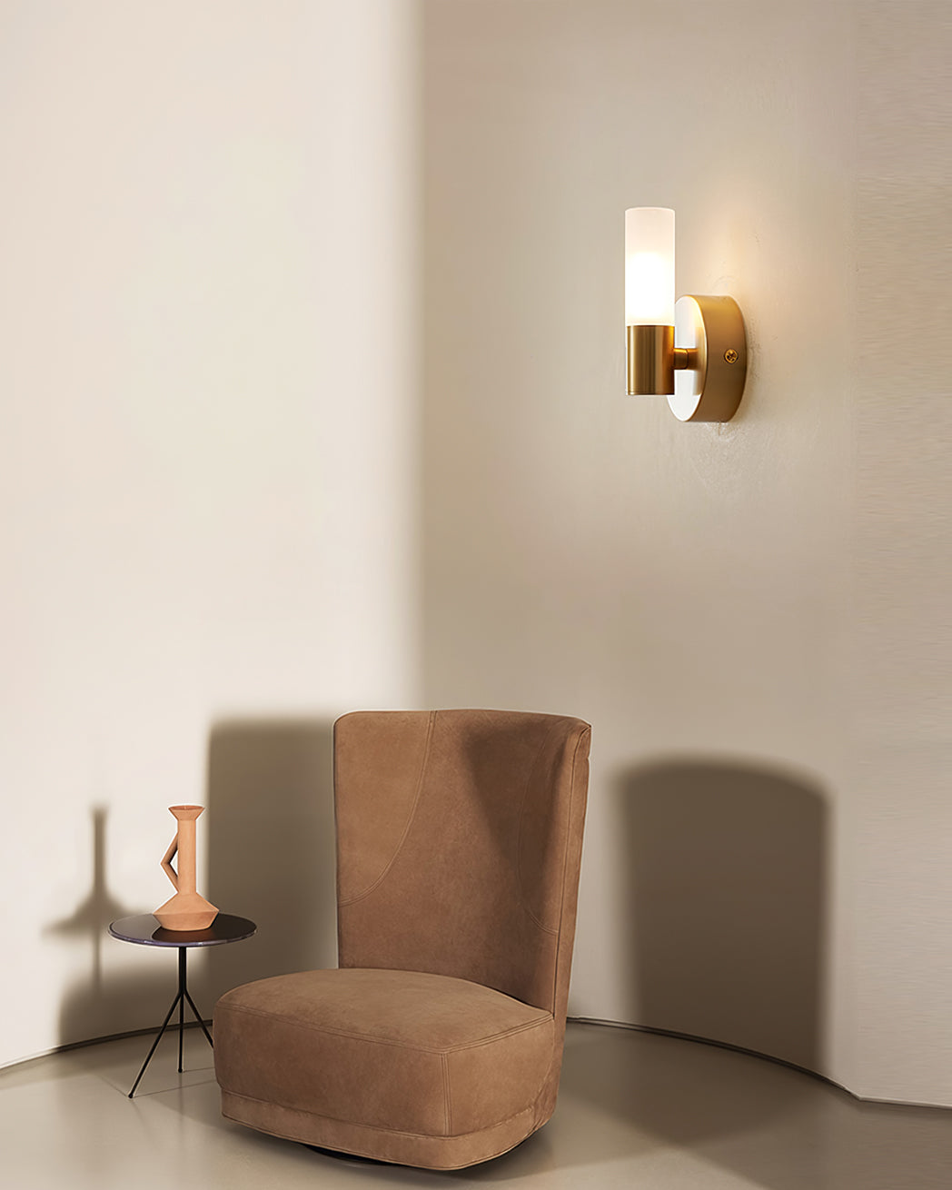 Brass Vintage Dual-Cylinder Glass Wall Sconce