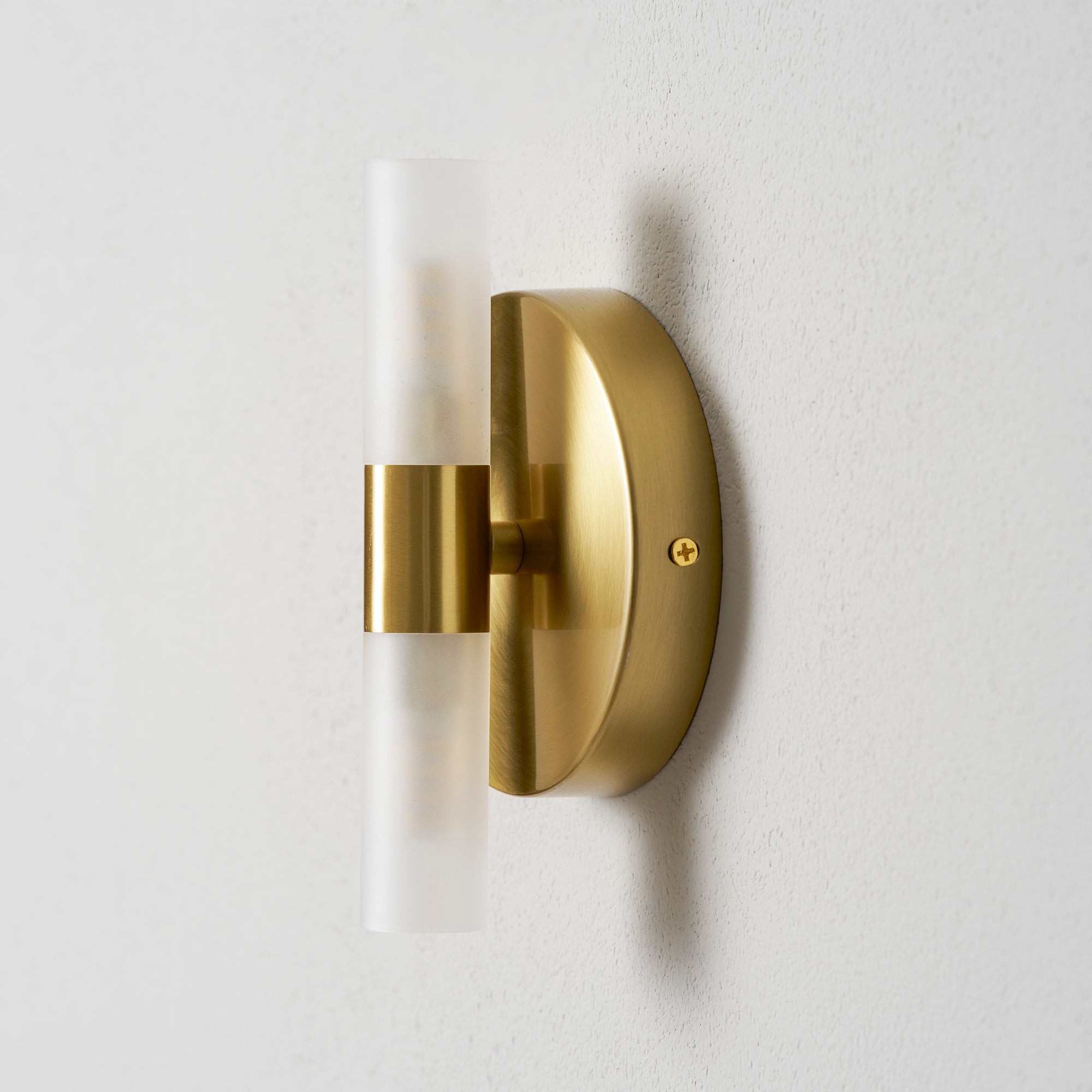 Brass Vintage Dual-Cylinder Glass Wall Sconce