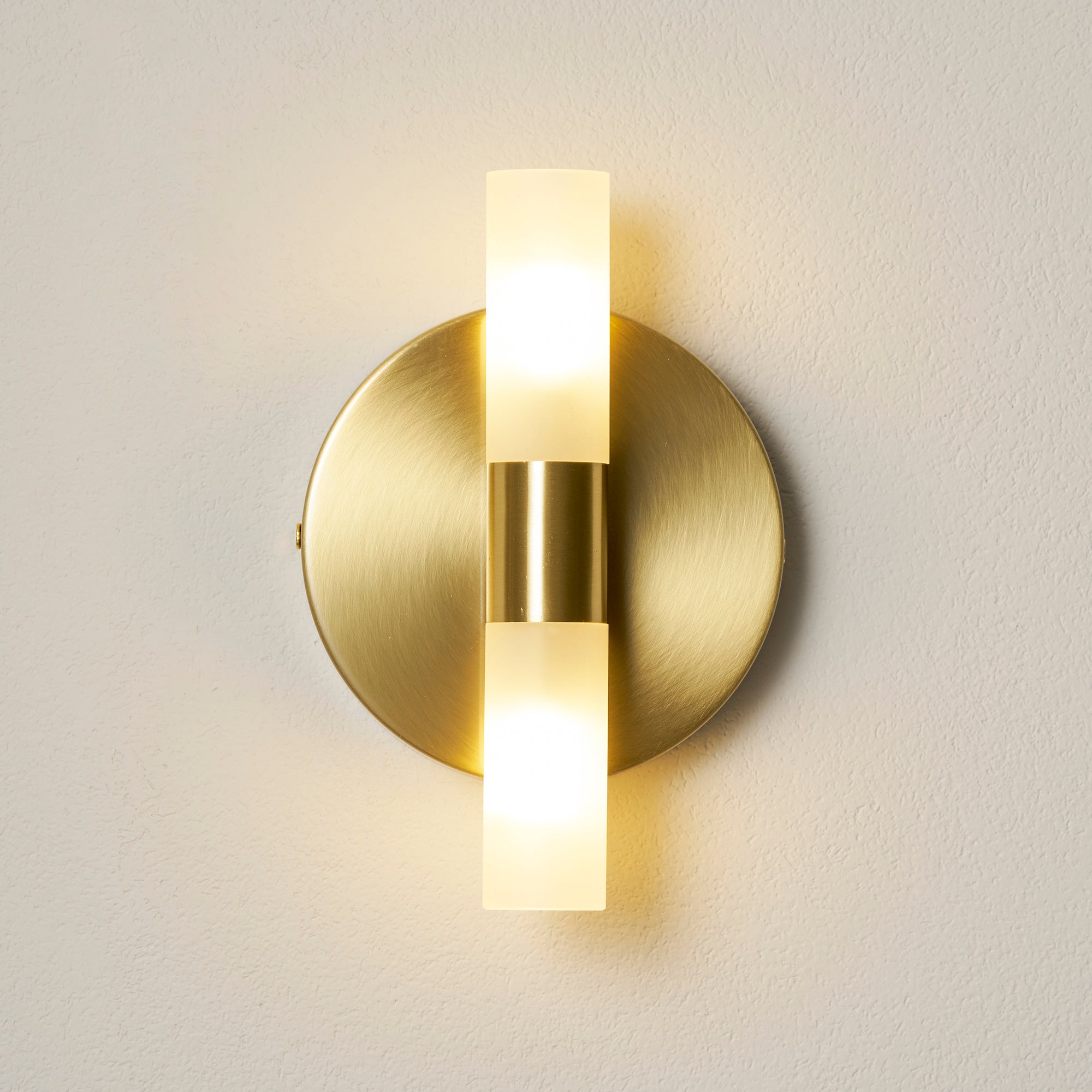 Brass Vintage Dual-Cylinder Glass Wall Sconce