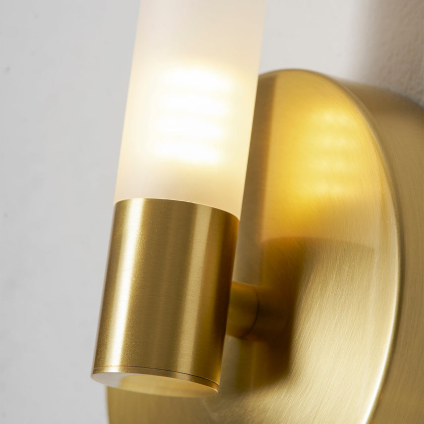 Brass Vintage Dual-Cylinder Glass Wall Sconce