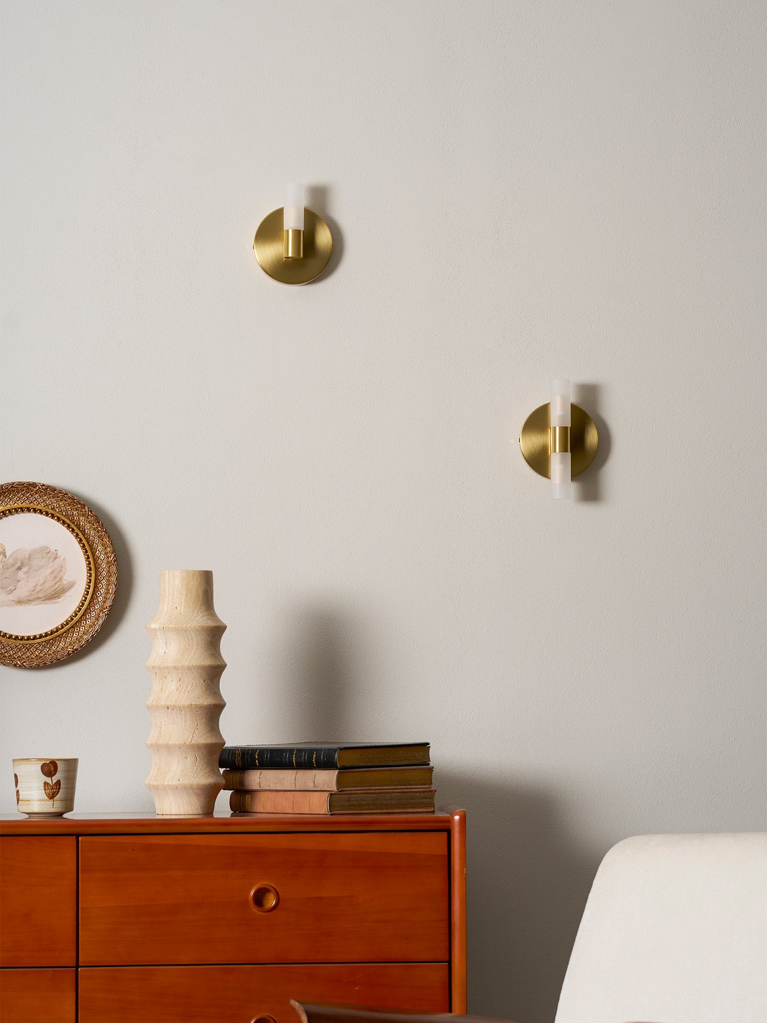 Brass Vintage Dual-Cylinder Glass Wall Sconce