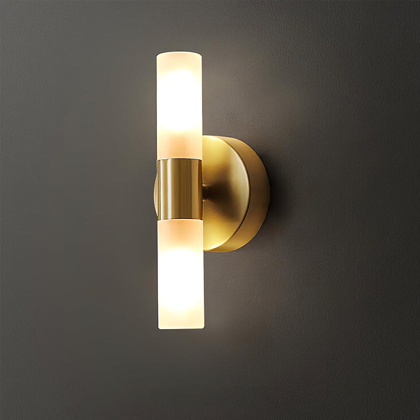 Brass Vintage Dual-Cylinder Glass Wall Sconce