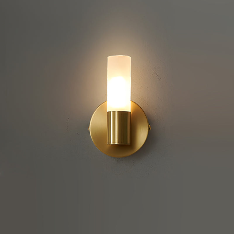 Brass Vintage Dual-Cylinder Glass Wall Sconce