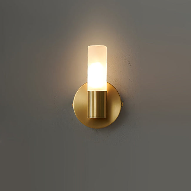 Brass Vintage Dual-Cylinder Glass Wall Sconce