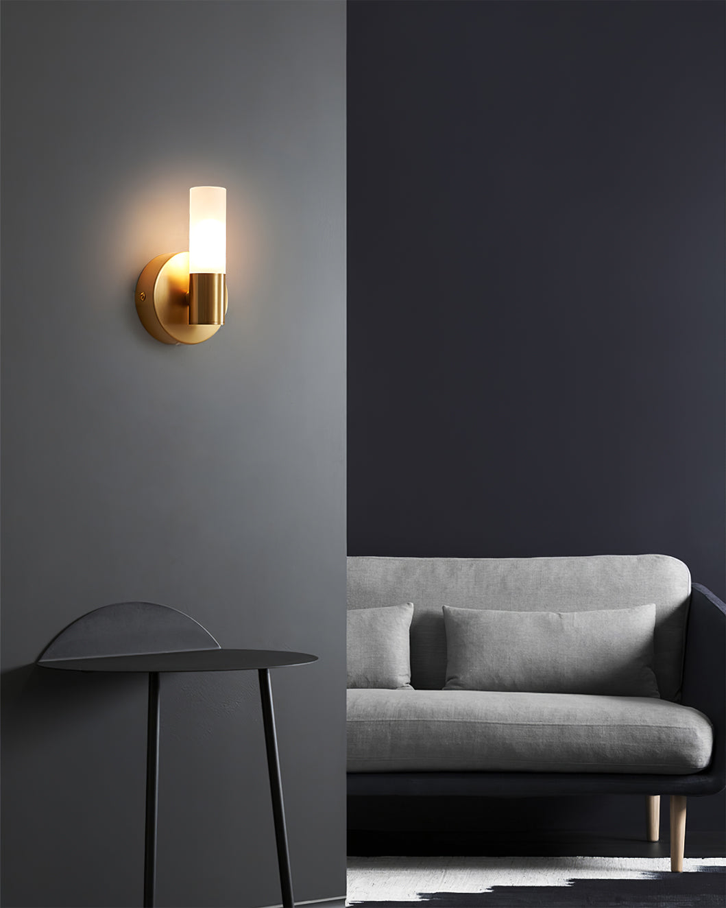 Brass Vintage Dual-Cylinder Glass Wall Sconce
