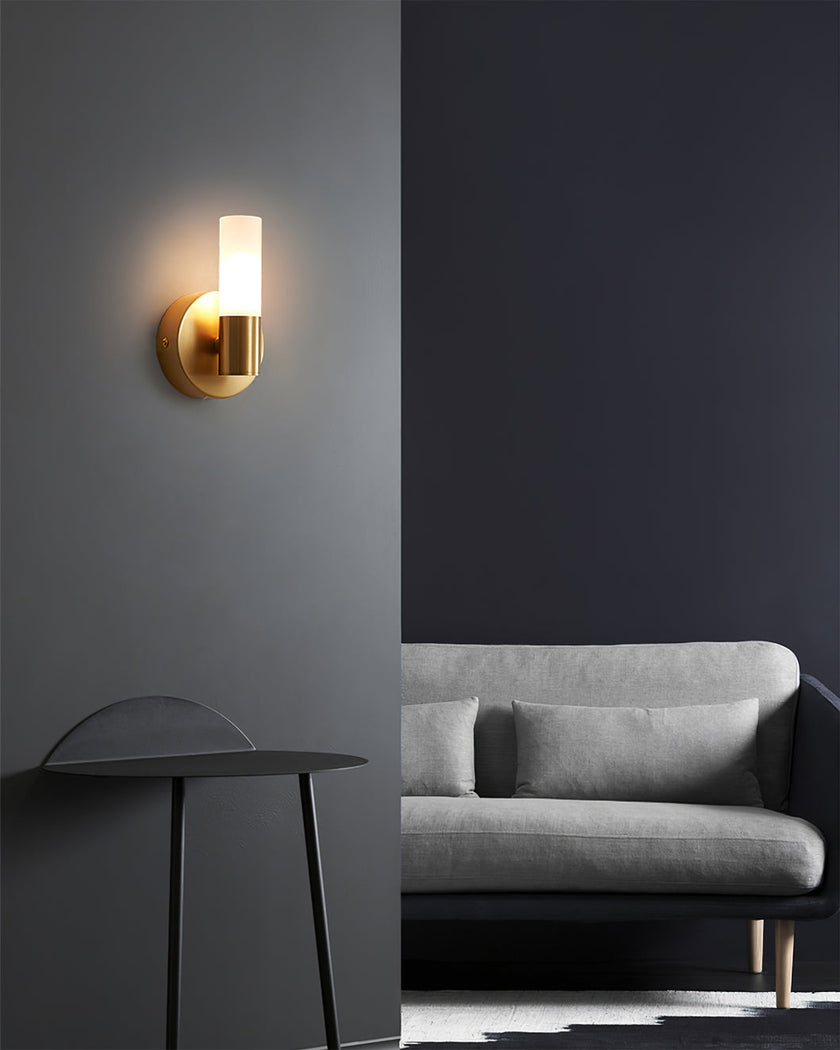 Brass Vintage Dual-Cylinder Glass Wall Sconce