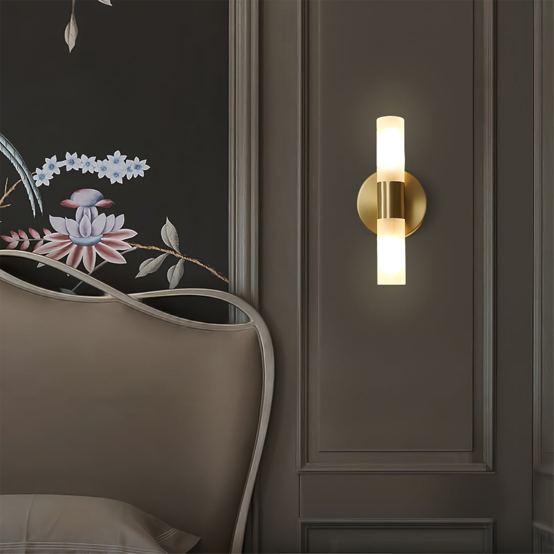 Brass Vintage Dual-Cylinder Glass Wall Sconce